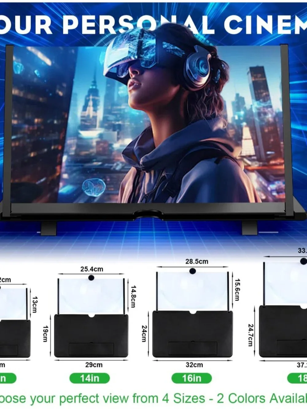 Foldable 3D HD Smartphone Screen Magnifier 14 Inch - Eye-Safe Viewing for Family